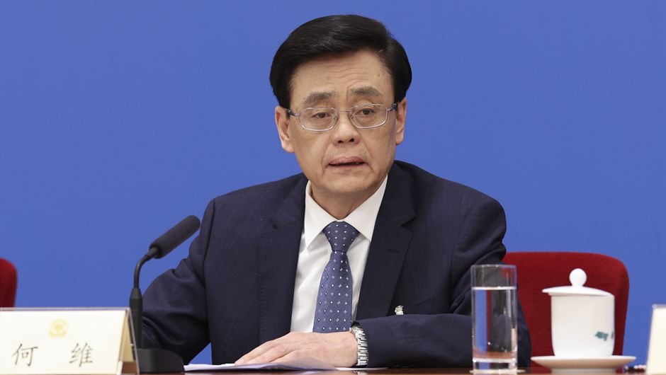 農工黨中央主席何維在記者會上