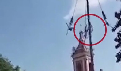 意外！墨西哥雜技演員因安全繩斷裂半空摔落